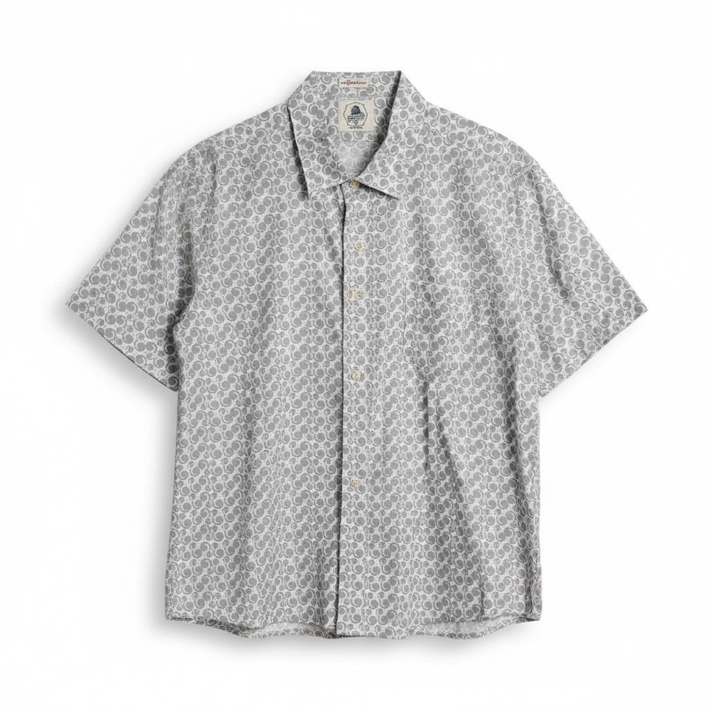 Kennington California Mens XXL Short Sleeve Button Down‎ Shirt Grey Swirl Cotton